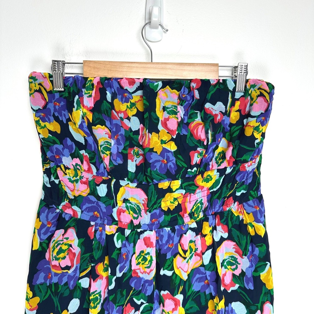 Anthropologie Somerset Strapless Maxi Dress Floral Navy Blue Pink Yellow L - Picture 6 of 13